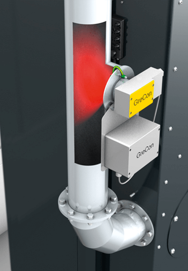 The use of dry separators requires possible fire and explosion protection measures such as an ignition source monitor ProSens. The suction ductwork is monitored by a spark sensor. During the next scheduled filter element cleaning, the potential of an explosive situation can be blocked by the control if the entry of an ignition source has been detected.